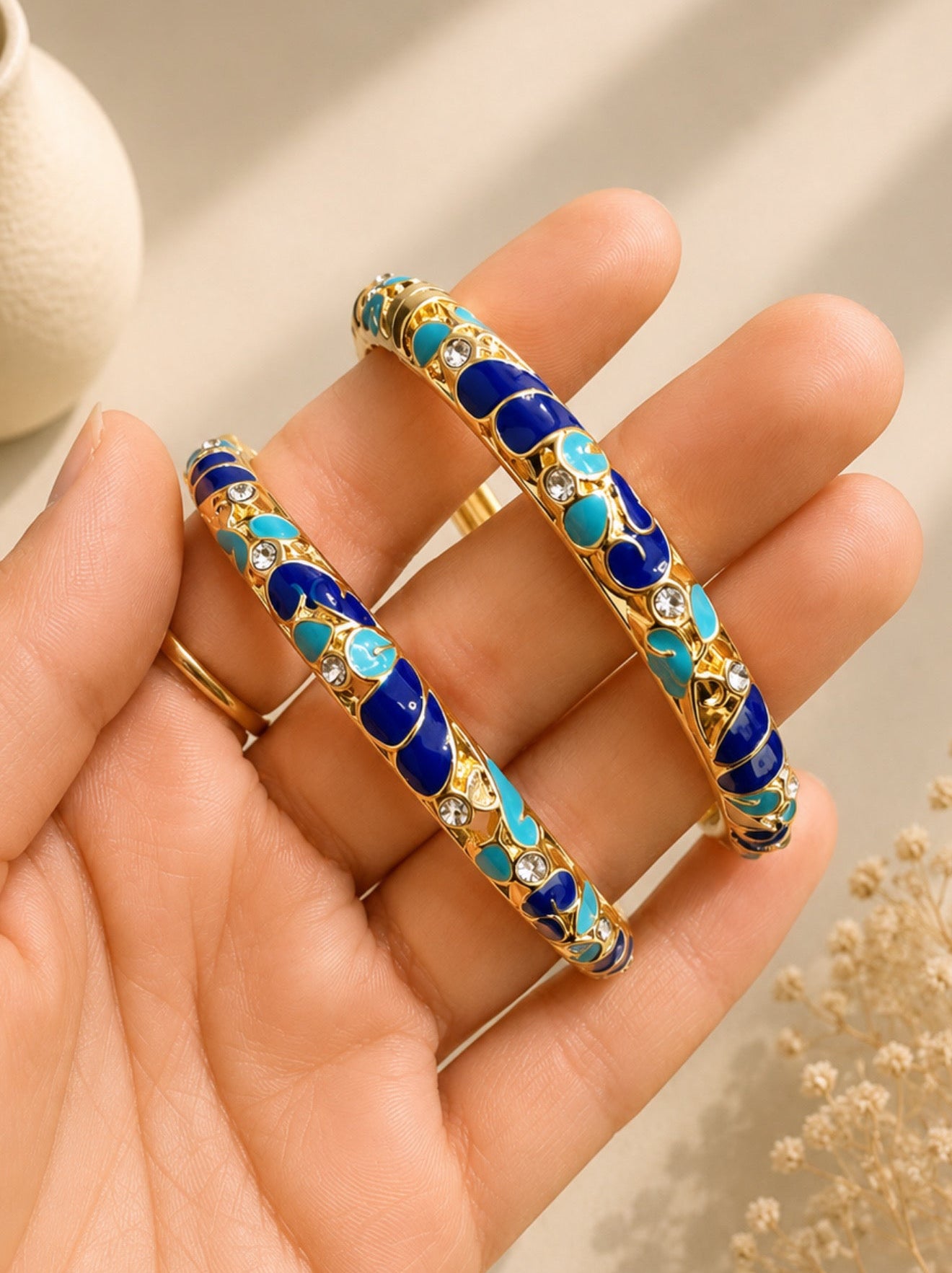 Mariam Openable Enamel Bangle Bracelet-One Piece Only