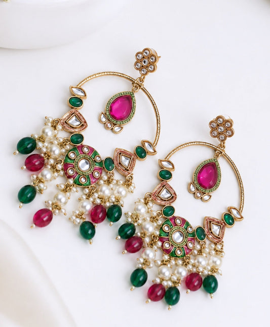 Ashnoor Premium Statement Chandbali Style Earrings