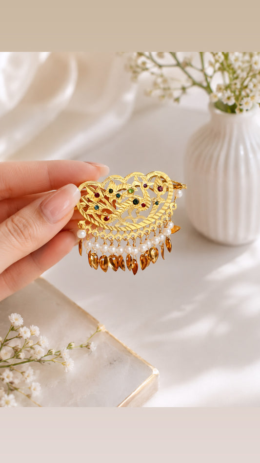 Multi Color Jadau Punjabi Style Hair Clip- Set of Two