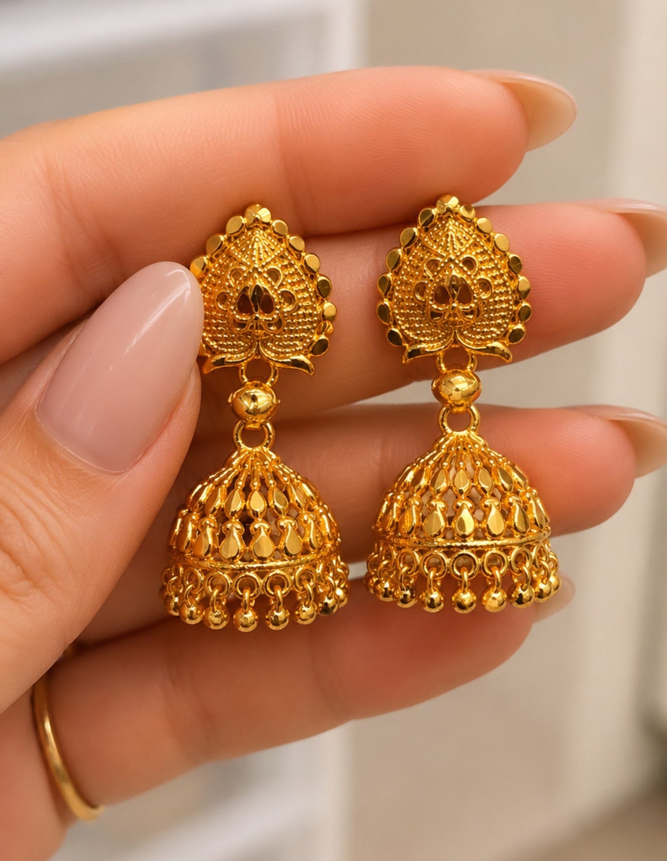 Mina Gold Plated Jhumkis