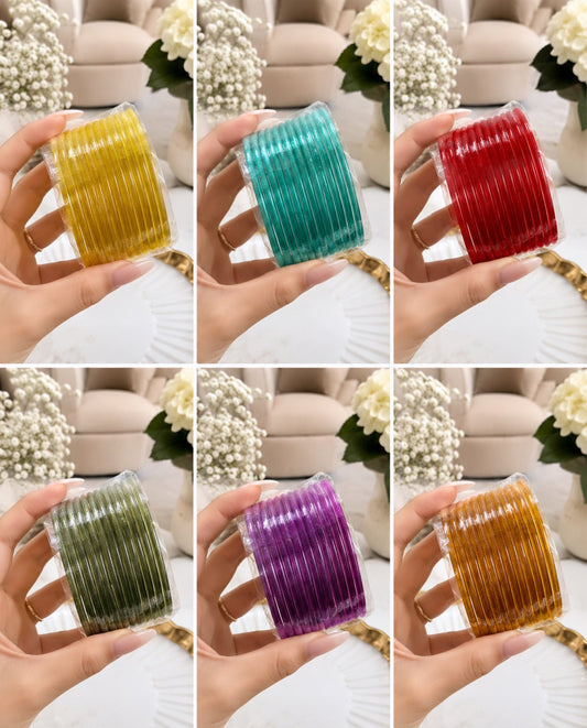 Plain Glossy Glass Bangle Set
