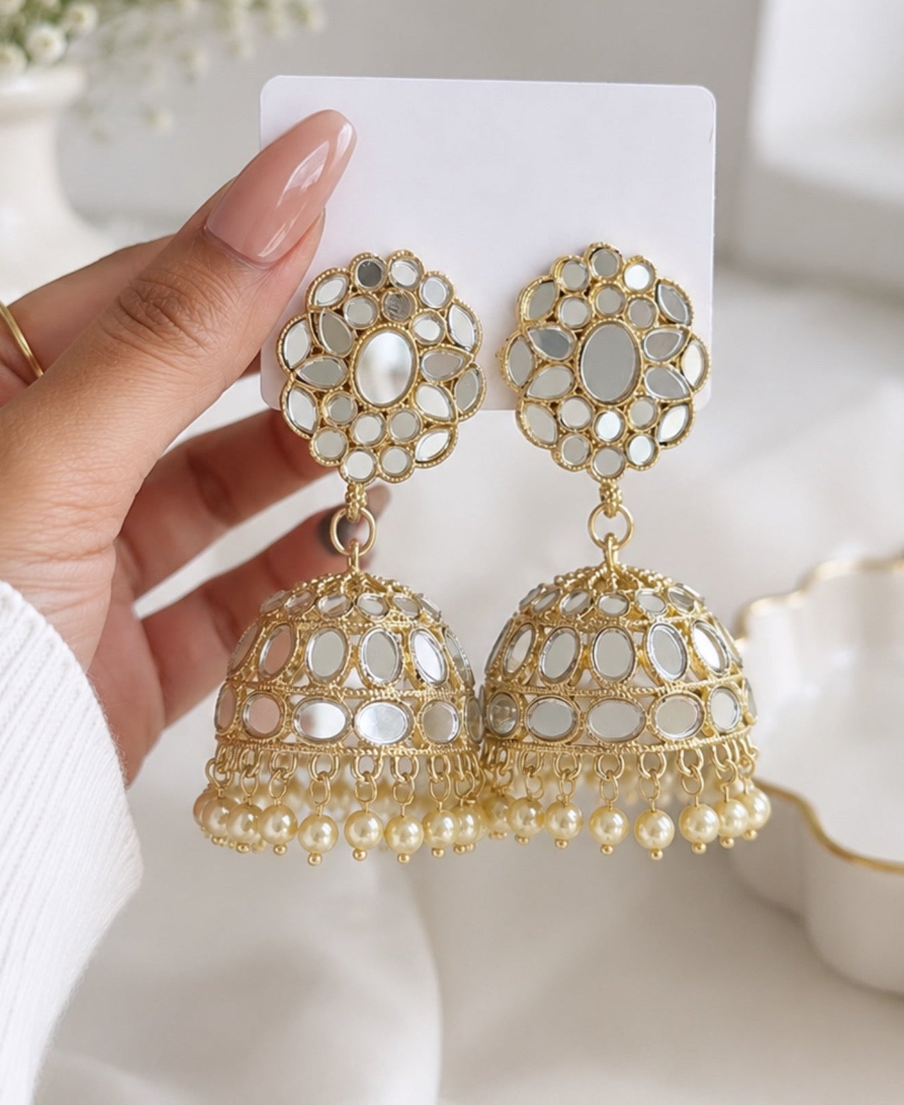 Sargun Mirror Jhumkis