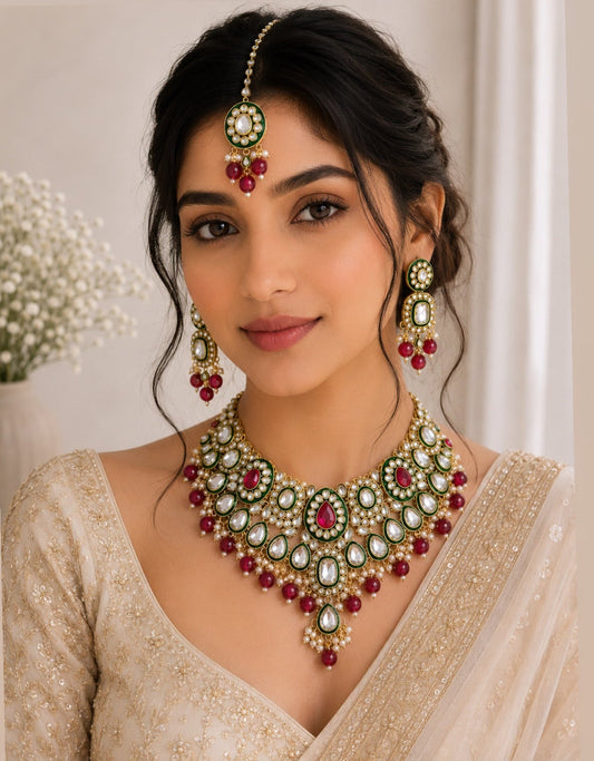 Afreen Premium Quality Kundan Necklace Set