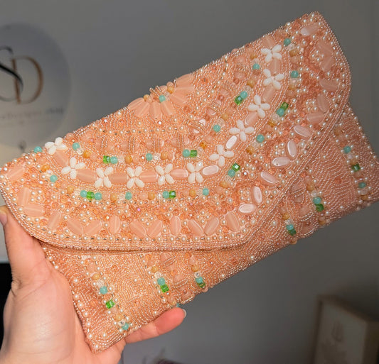 Simran Premium Quality Pearl Embroidered Beaded Clutch