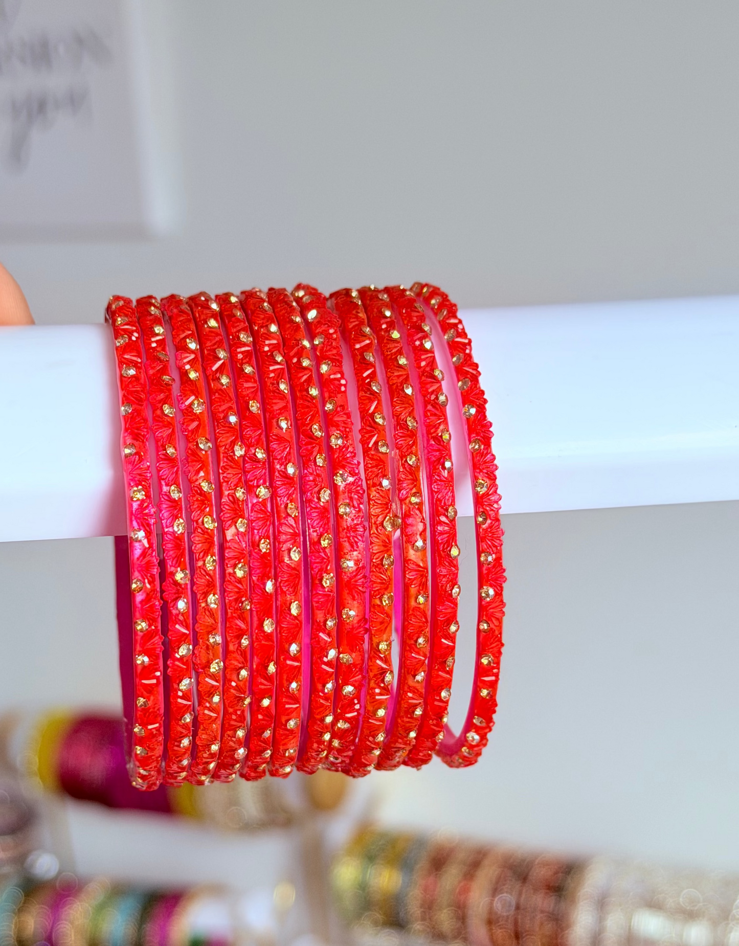 Sophia Bangle Set In Coral Pink