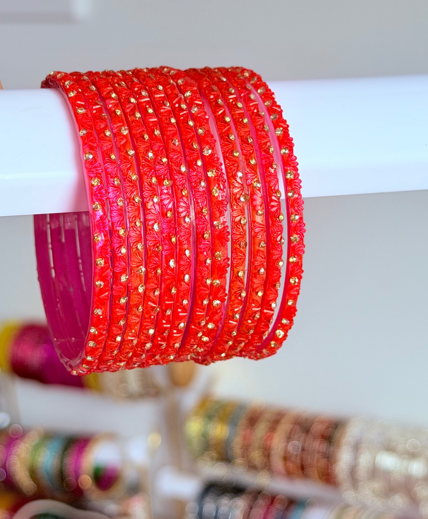 Sophia Bangle Set In Coral Pink