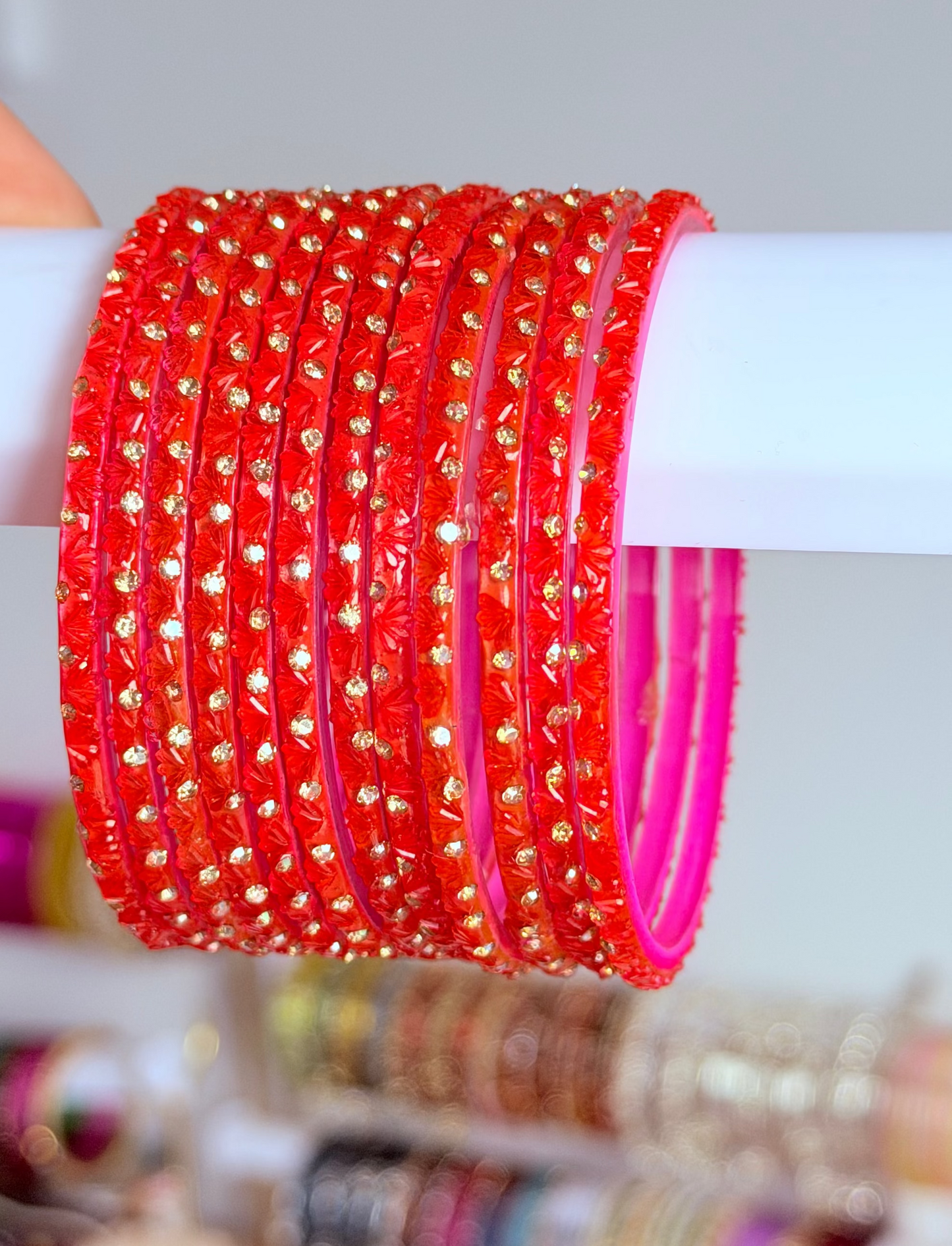Sophia Bangle Set In Coral Pink