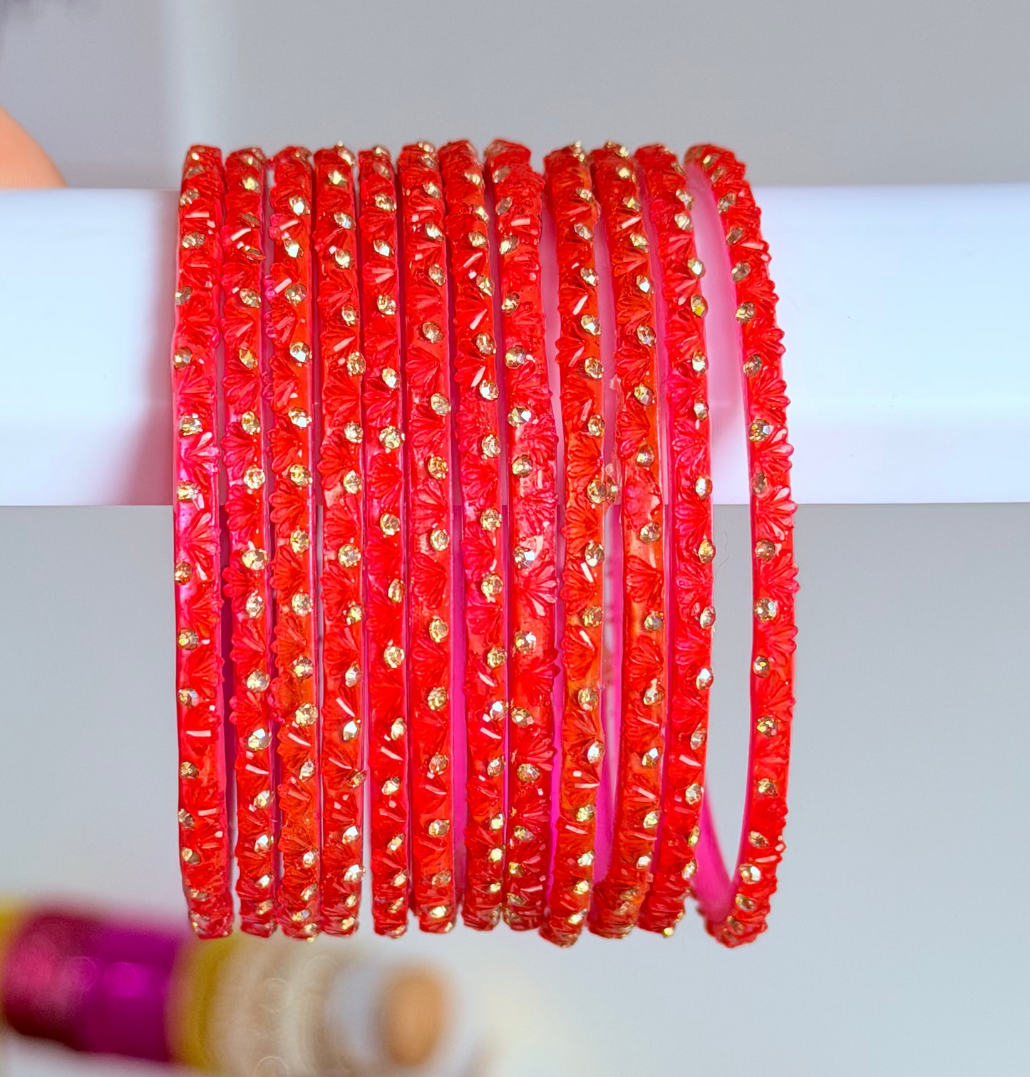 Sophia Bangle Set In Coral Pink