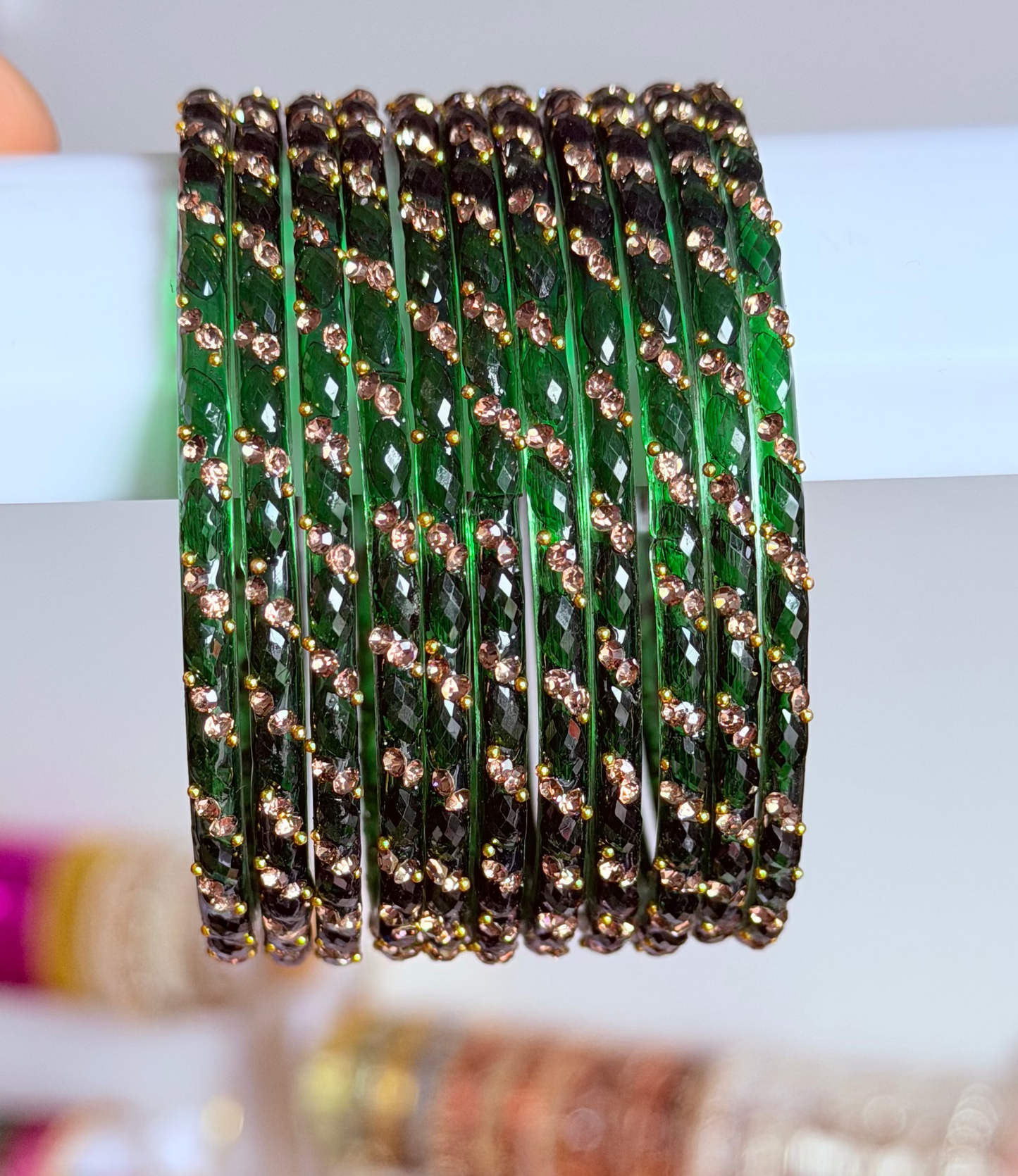 Sophia Bangle Set In Dark Green