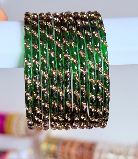 Sophia Bangle Set In Dark Green
