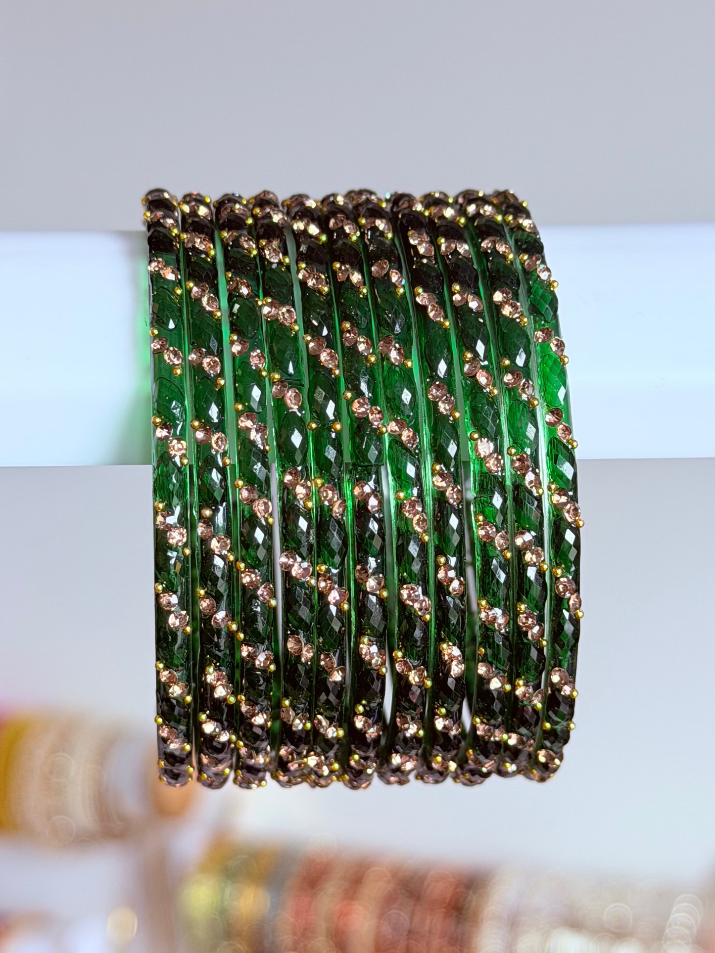Sophia Bangle Set In Dark Green