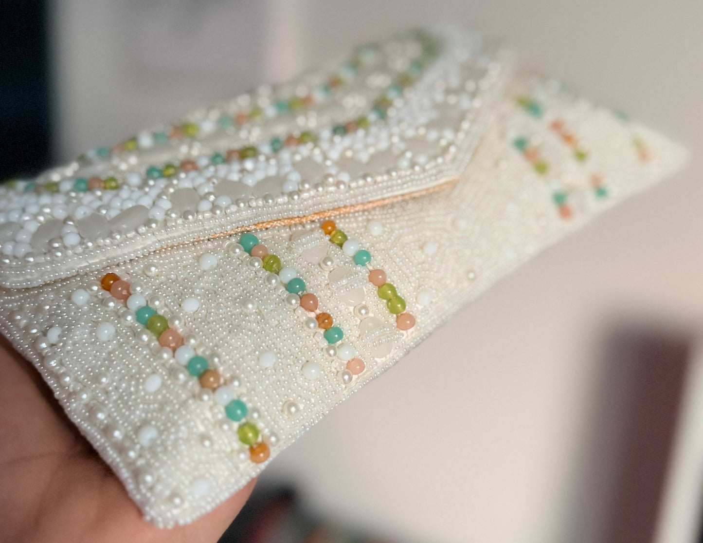 Simran Premium Quality Pearl Embroidered Beaded Clutch