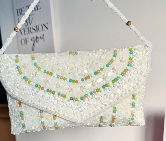 Simran Premium Quality Pearl Embroidered Beaded Clutch